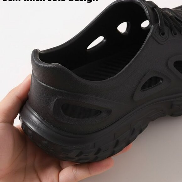 Unisex Breathable Platform Clogs& Lightweight Slip-On--BLACK - Picture 6 of 7